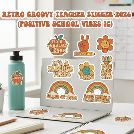 Retro Groovy Teacher Sticker Sheet | Motivational シール