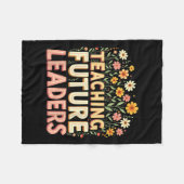 Retro Groovy Teaching Future Leaders Tees Flower P フリースブランケット (正面(横))