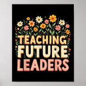 Retro Groovy Teaching Future Leaders Tees Flower P ポスター (正面)