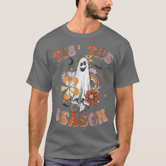 Retro Groovy Tis The Season Pumpkin Ghost Hippie H Tシャツ