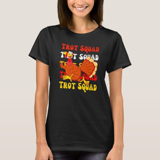 Retro Groovy Turkey Trot Squad Thanksgiving Turkey Tシャツ (正面)