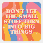 Retro Groovy Waves With Mindfulness Mantra スクエアシール (正面)