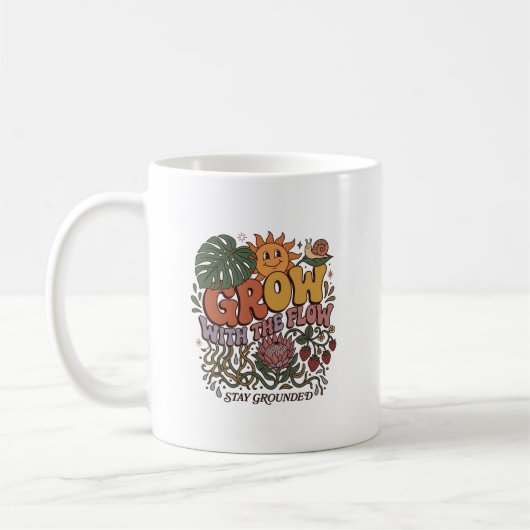 Retro Grow With The Flow Coffee Mug | Boho Botanic コーヒーマグカップ (左)