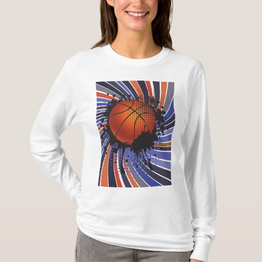 Retro Grunge Basketball Abstract Urban Sports Tシャツ (正面)