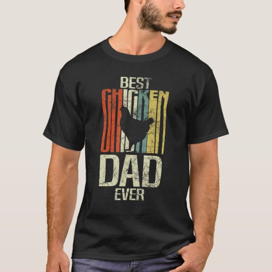 Retro grunge farmer best chicken dad ever tシャツ (正面)
