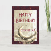 Retro Grunge Moon Birthday Card カード (正面)