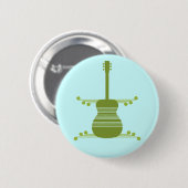 Retro Guitar Button, Olive Green 缶バッジ (正面&裏面)