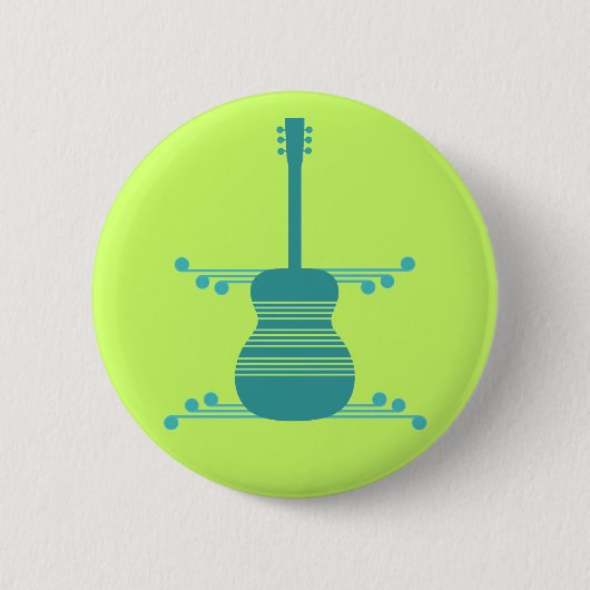 Retro Guitar Button, Teal 缶バッジ (正面)