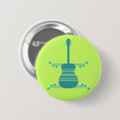 Retro Guitar Button, Teal 缶バッジ (正面&裏面)