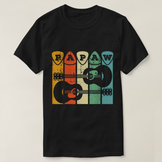 Retro Guitar Papaw Music Design Tシャツ (デザイン正面)