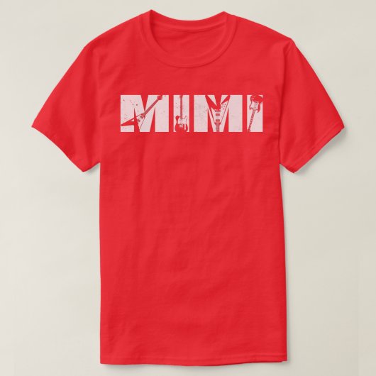 Retro Guitarist Mother Mimi Guitar Mother's Day Mu Tシャツ (デザイン正面)