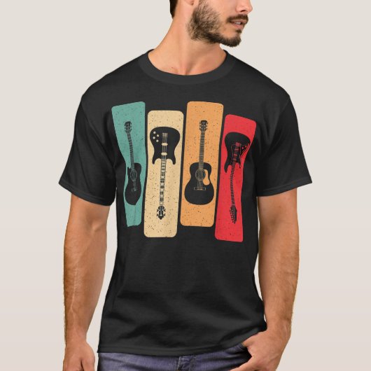 Retro Guitars Guitarist Acoustic Electric Guitar R Tシャツ (正面)