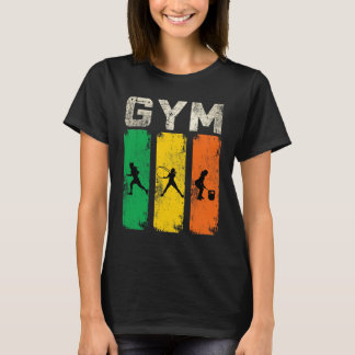 Retro Gym Fitness Silhouette Man T-Shirt  Tシャツ