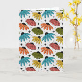 Retro Halftone Coneflowers カード (黄色い花)