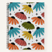 Retro Halftone Coneflowers ノートブック (正面)