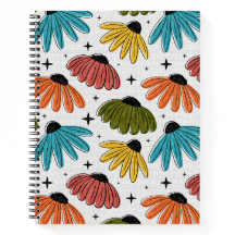 Retro Halftone Coneflowers