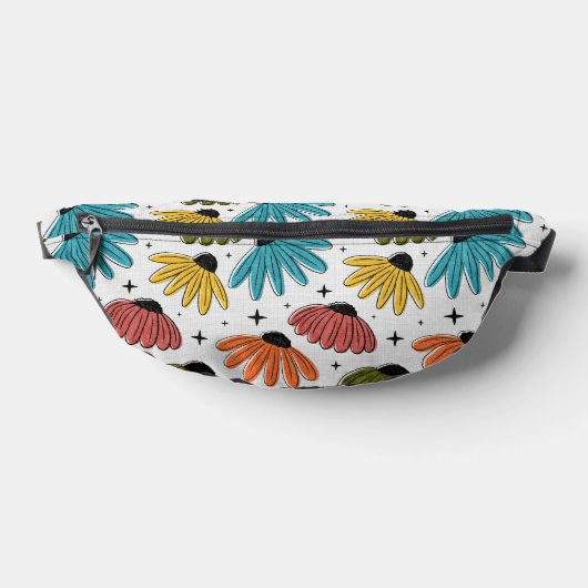 Retro Halftone Coneflowers ファニーパック (レイダウン)