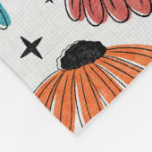 Retro Halftone Coneflowers フリースブランケット (角)