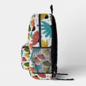 Retro Halftone Coneflowers プリントバックパック (右)