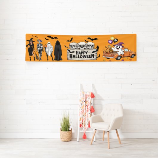 Retro Halloween Banner - Skulls & Ghosts Decor! 横断幕 (インサイチュ)
