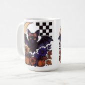 Retro Halloween Bat With Moon Gothic Aesthetic コーヒーマグカップ (正面左)
