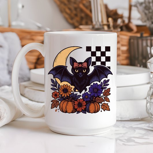 Retro Halloween Bat With Moon Gothic Aesthetic コーヒーマグカップ
