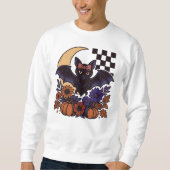 Retro Halloween Bat With Moon Gothic Aesthetic スウェットシャツ (正面)