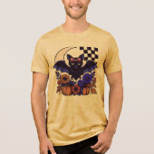 Retro Halloween Bat With Moon Gothic Aesthetic トライブレンドＴシャツ (正面)
