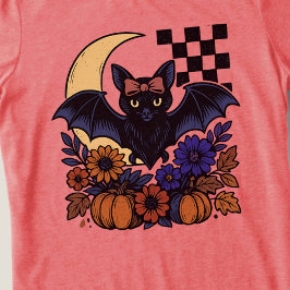 Retro Halloween Bat With Moon Gothic Aesthetic トライブレンドTシャツ