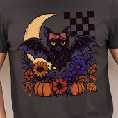 Retro Halloween Bat With Moon Gothic Aesthetic トライブレンドＴシャツ