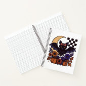 Retro Halloween Bat With Moon Gothic Aesthetic ノートブック (内部)