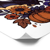 Retro Halloween Bat With Moon Gothic Aesthetic ポスター (角)