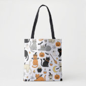Retro Halloween Cat Lover's Trick-or-Treat  トートバッグ (正面)
