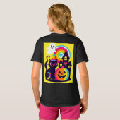  Retro Halloween Kawaii Black Cat, Pumpkin design Tシャツ (裏面フル)
