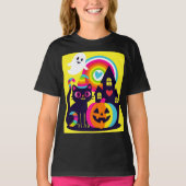  Retro Halloween Kawaii Black Cat, Pumpkin design Tシャツ (正面)