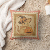 Retro Halloween Kitten Pillow クッション (ブランケット)