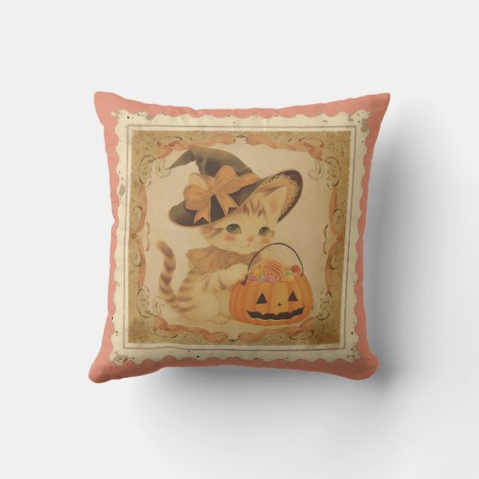 Retro Halloween Kitten Pillow クッション (裏面)