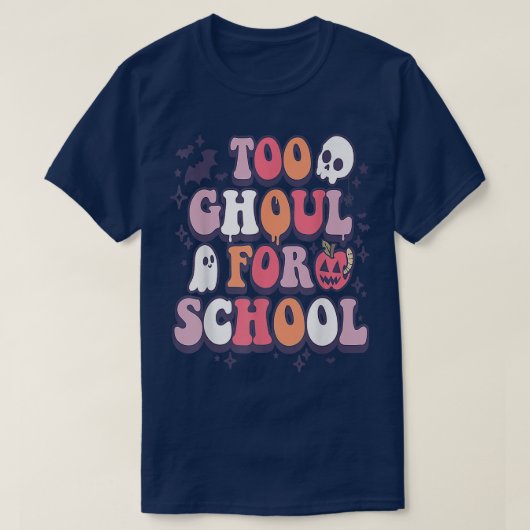 Retro Halloween Teacher Ghouls Groovy School Trick Tシャツ (デザイン正面)