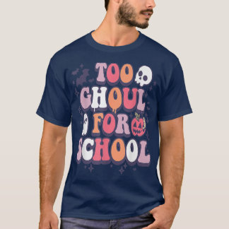 Retro Halloween Teacher Ghouls Groovy School Trick Tシャツ