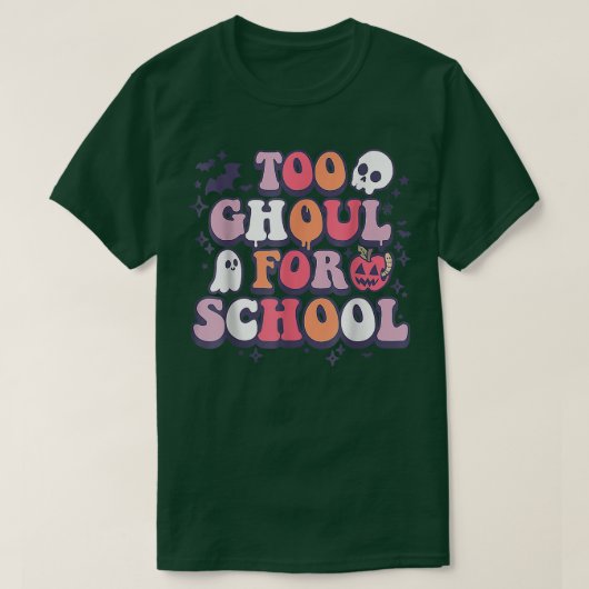 Retro Halloween Teacher Ghouls Groovy School Trick Tシャツ (デザイン正面)