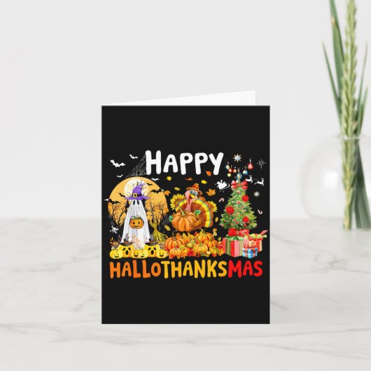 Retro Halloween Thanksgiving Christmas Happy Hallo カード (正面)