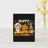 Retro Halloween Thanksgiving Christmas Happy Hallo カード (黄色い花)