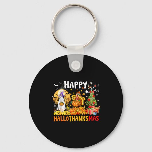 Retro Halloween Thanksgiving Christmas Happy Hallo キーホルダー (正面)