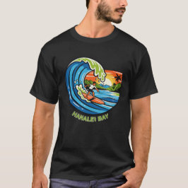 Retro Hanalei Bay Kauai North Shore Surfing  Tシャツ