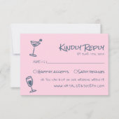 Retro Hand Drawn Blush Pink Colorful Funky Wedding 出欠カード (正面)