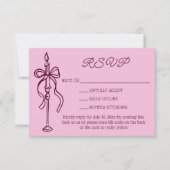 Retro Hand Drawn Burgundy Wedding Website QR Code 出欠カード (正面)