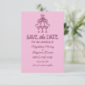 Retro Hand Drawn Champagne Tower Photo Wedding セーブザデート (スタンド正面)