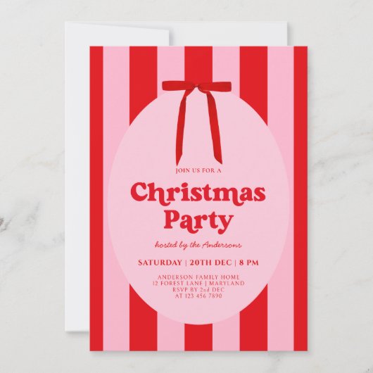 Retro Hand Drawn Christmas Party Invitation 招待状 (正面)