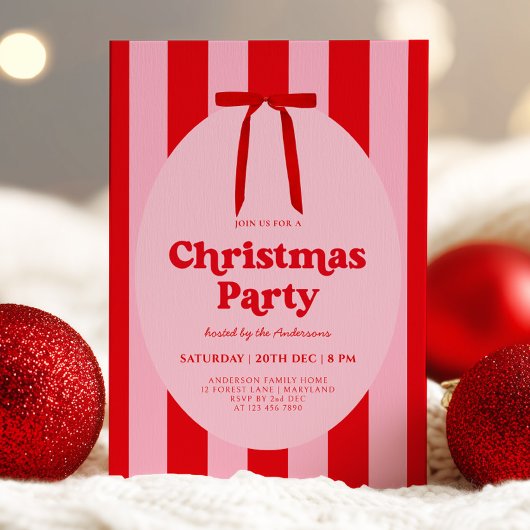 Retro Hand Drawn Christmas Party Invitation 招待状