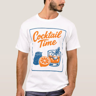 Retro Hand Drawn Cocktail Time Lemons Bar Art Tシャツ
